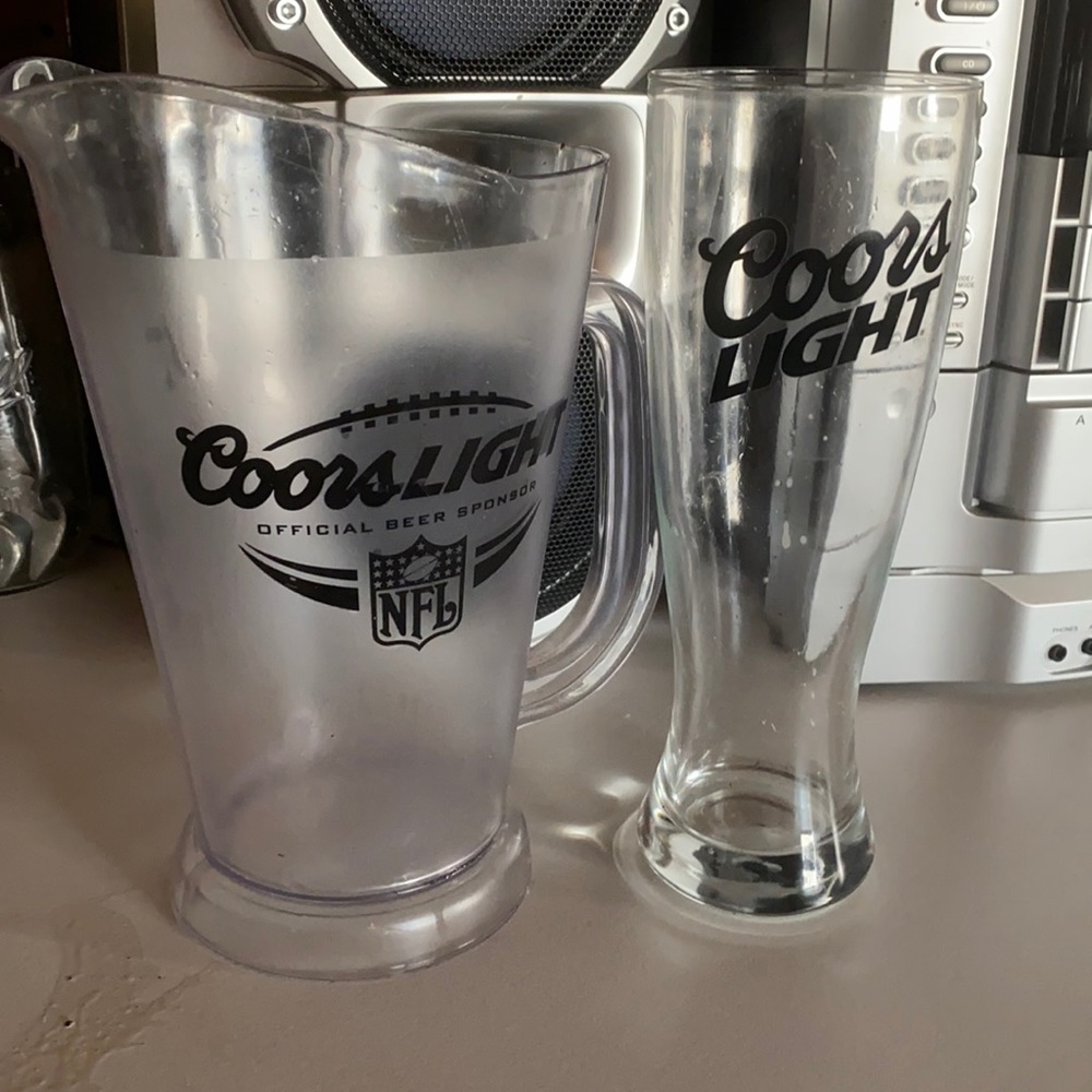 Coors Light Pitcher and Glass